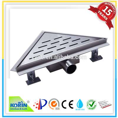 stainless steel 304 shower drain grate, corner shower drain, triangular drain